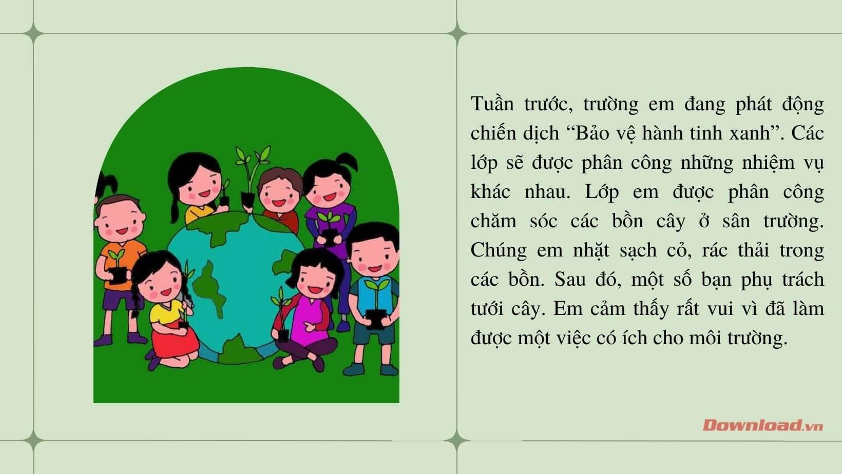 Tập làm văn lớp 3: Kể về một việc tốt mà em đã làm để bảo vệ môi trường Dàn ý & 62 đoạn văn mẫu lớp 3